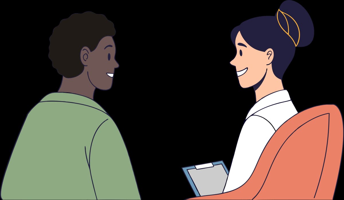 Illustration of conversation between therapist and client